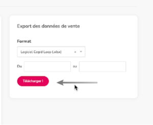 Sélection du logiciel comptable et la plage de dates de l'export comptable