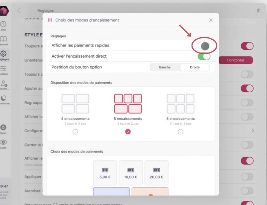 Configuration des paiements rapides 3